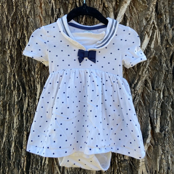H&M White Polka Dot Sailor Romper